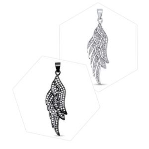 Trendy .925 Sterling Silver CZ Angel Wings Pendant